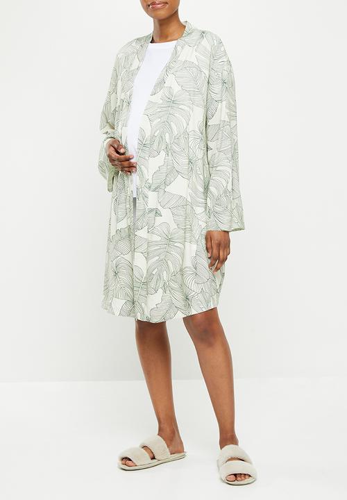 Superbalist - Maternity woven belted night gown - sketch palm