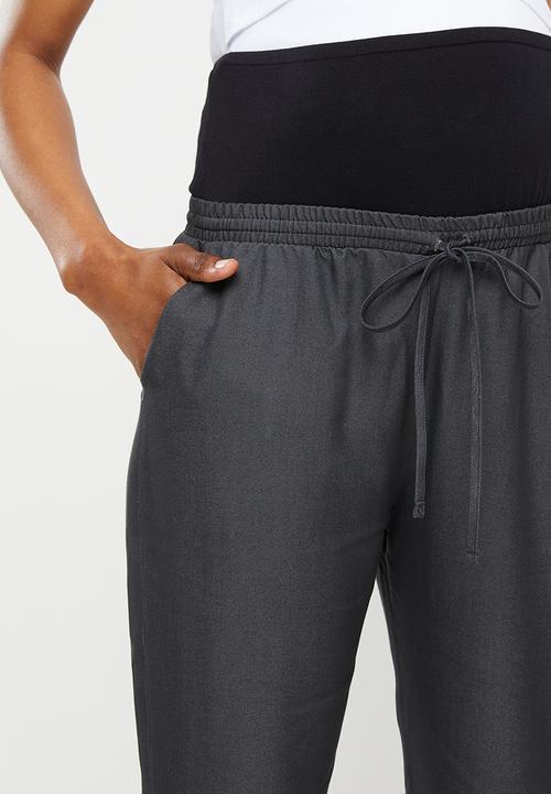 edit Maternity - Maternity drawstring tapered leg pant - black