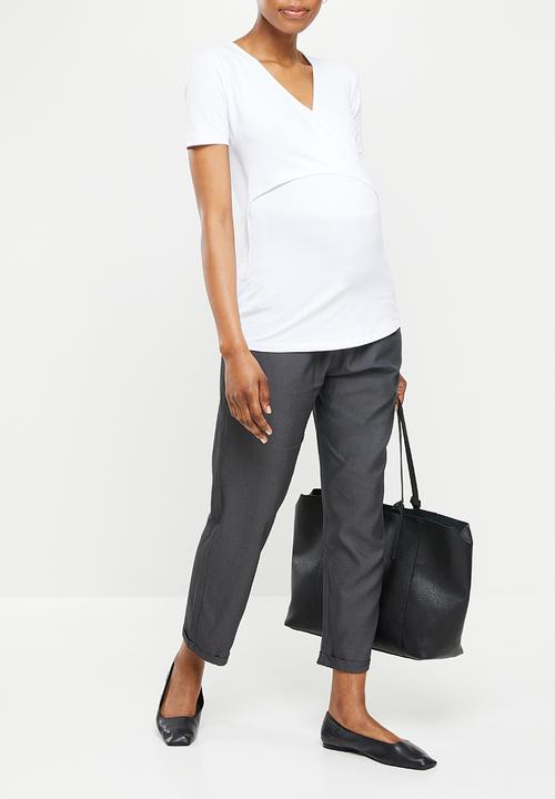 edit Maternity - Maternity drawstring tapered leg pant - black