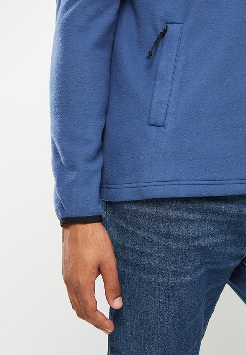 The North Face - M homesafe snap neck fleece pullover - shady blue & tnf black