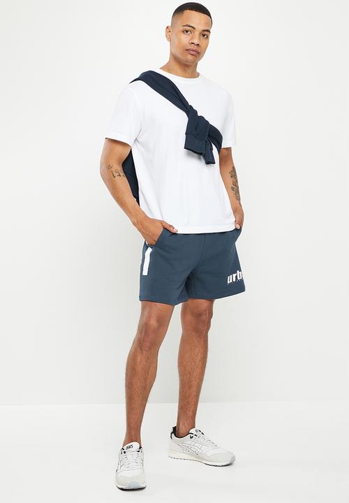 urban° - Urban contrast matt plastisol printed short - navy