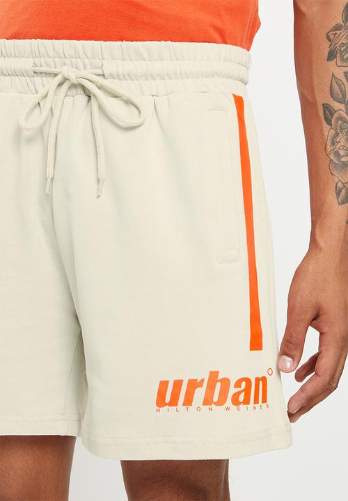 urban° - Urban contrast matt plastisol printed short - oyster mushroom