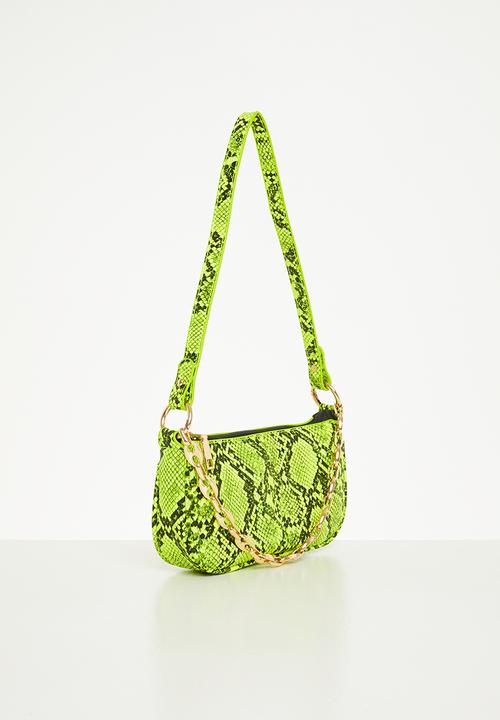 Superbalist - Faux snakeskin shoulder bag - green & black 