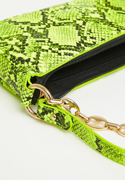 Superbalist - Faux snakeskin shoulder bag - green & black 