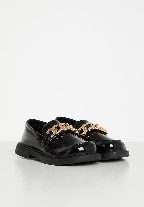 Pop Candy - Girls loafer with chain - black