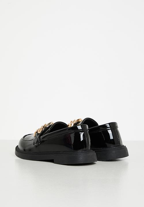 Pop Candy - Girls loafer with chain - black