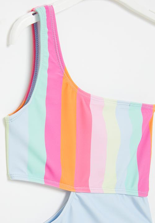 Rebel Republic - Girls one arm swimsuit - multi