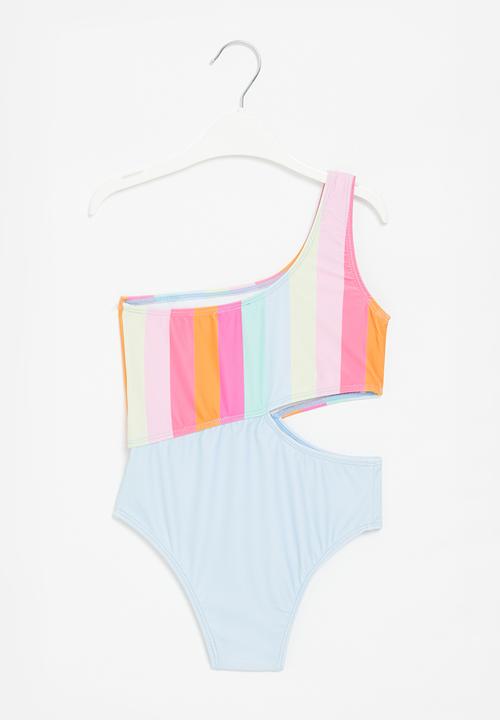 Rebel Republic - Girls one arm swimsuit - multi