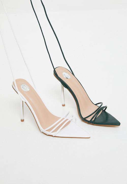 Footwork - Hematite ankle tie stiletto heel - olive