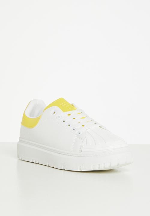 Tom Tom - Charlie lace-up sneaker - white & yellow