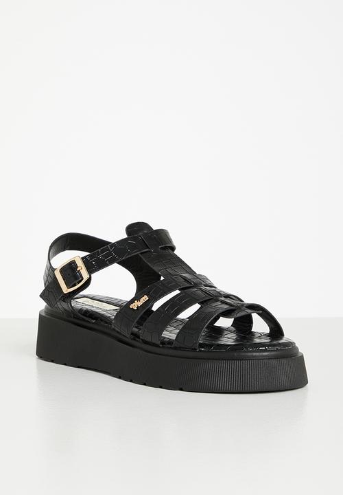 Plum - Resmas flatform sandal - black