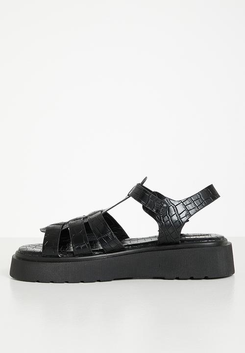 Plum - Resmas flatform sandal - black