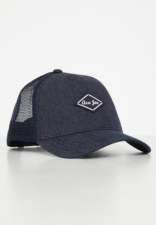 Aca Joe - Aca joe cotton denim front with rubber badge & mesh - blue denim