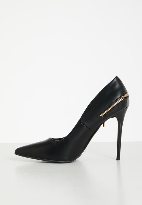 Plum - Serena barely there court heel - black