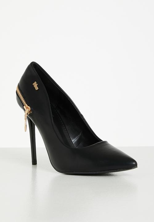 Plum - Serena barely there court heel - black