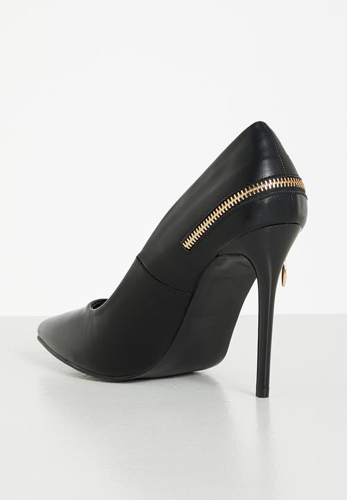 Plum - Serena barely there court heel - black