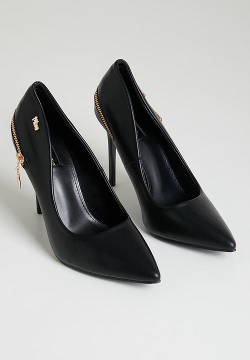 Plum - Serena barely there court heel - black