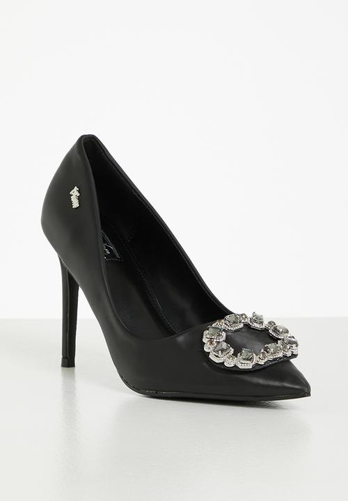 Plum - Carla barely there court heel - black