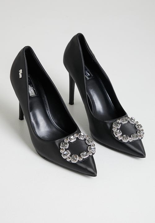 Plum - Carla barely there court heel - black