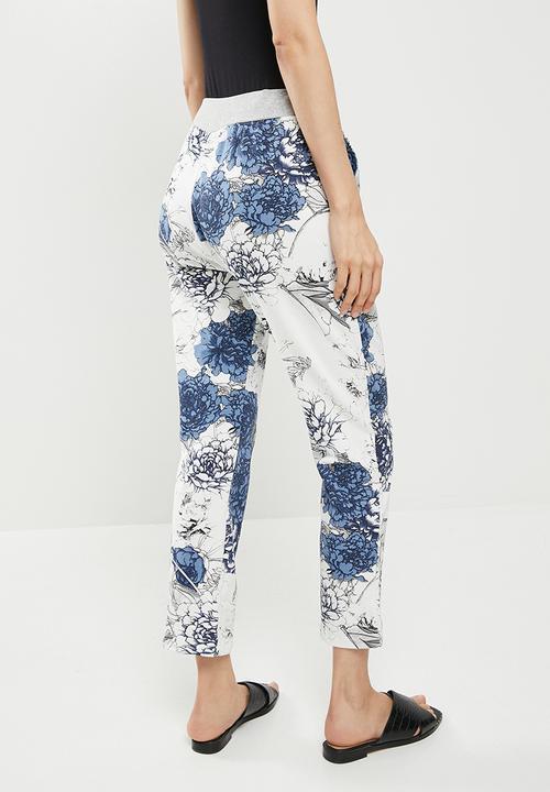 Stella Morgan - Flower printed knit capri pants - blue