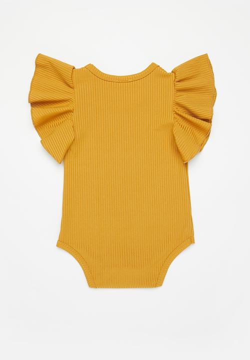 Pop Candy - Flutter sleeve babygrow - light brown