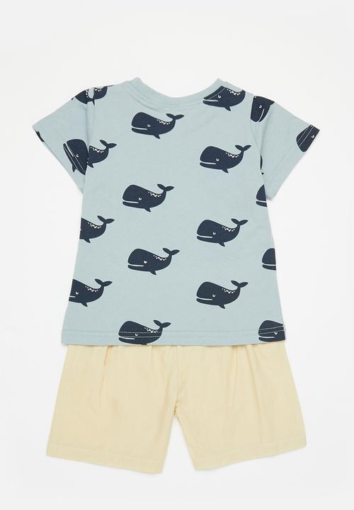 Pop Candy - Boys whale tee & shorts set - blue