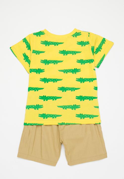 Pop Candy - Boys crocodile tee & shorts set - yellow