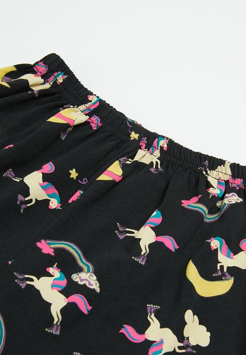 Pop Candy - Unicorn rainbow pj set - pink & black