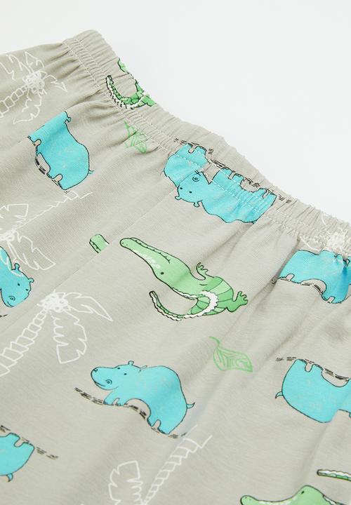 Pop Candy - Dino surfing pj set - blue/grey