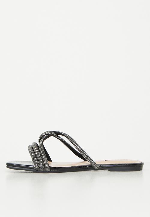 Plum - Diaz square toe sandal - black