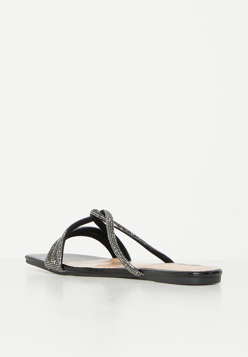 Plum - Diaz square toe sandal - black