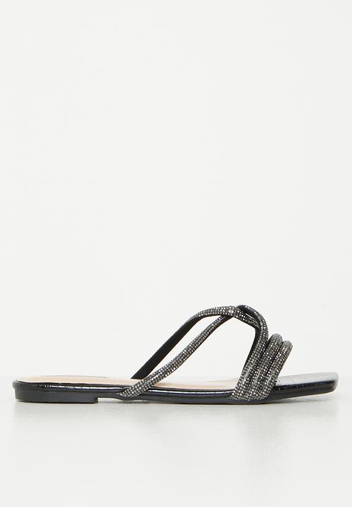 Plum - Diaz square toe sandal - black