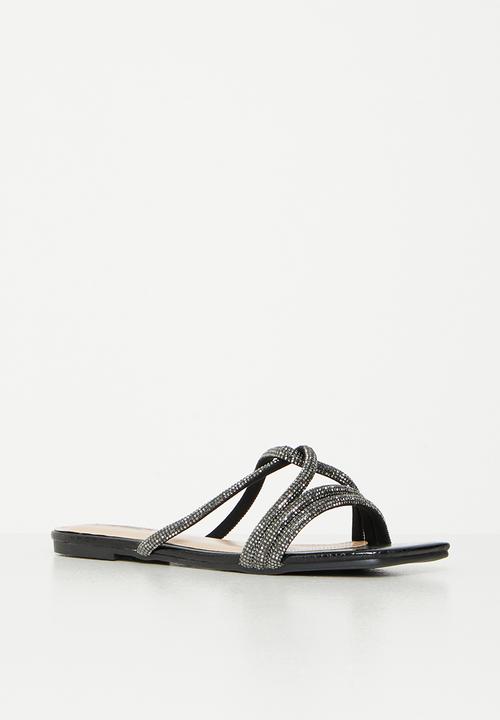 Plum - Diaz square toe sandal - black