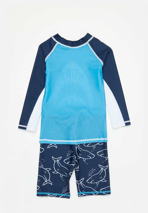 Pop Candy - Boys surf shark swim set - blue & navy