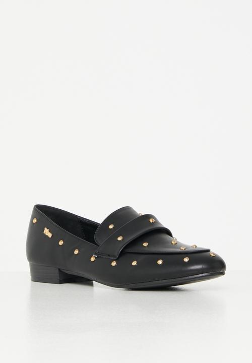 Plum - Optic studded loafer - black
