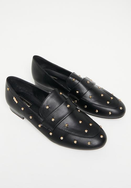 Plum - Optic studded loafer - black