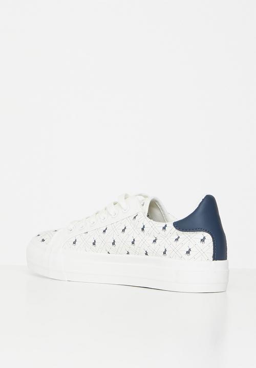 POLO - Pony aop canvas sneaker - white