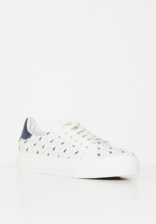 POLO - Pony aop canvas sneaker - white