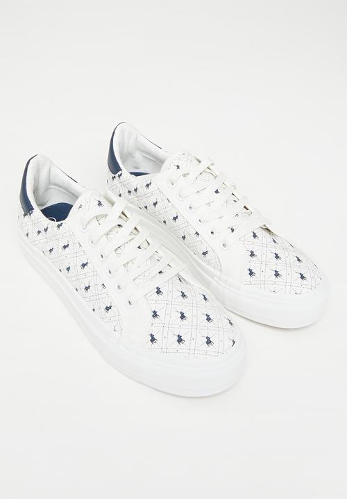 POLO - Pony aop canvas sneaker - white