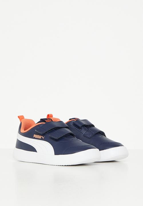 PUMA - Courtflex v2 v inf - peacoat-puma white-nasturtium