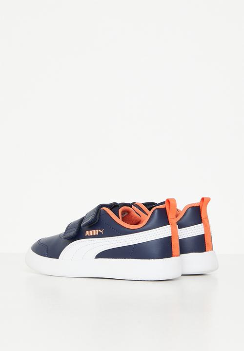 PUMA - Courtflex v2 v inf - peacoat-puma white-nasturtium