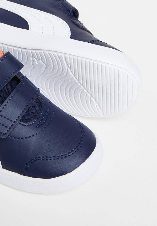 PUMA - Courtflex v2 v inf - peacoat-puma white-nasturtium
