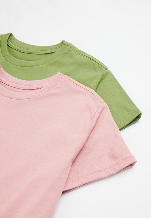 Superbalist - Girls 2 pack plain T-shirt - rose & sage