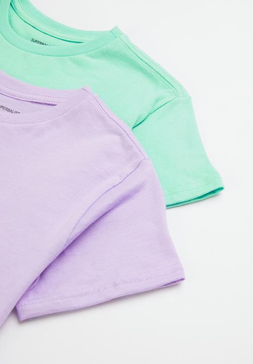 Superbalist - Girls 2 pack plain T-shirt - lilac & mint