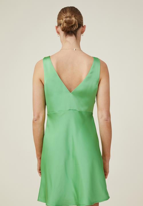 Cotton On - Amalfi v-neck mini dress - super green