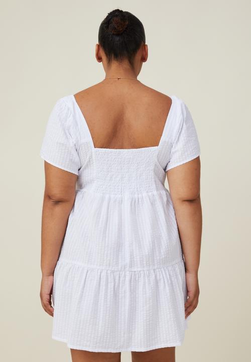 Cotton On - Curve harley full sleeve mini dress - white