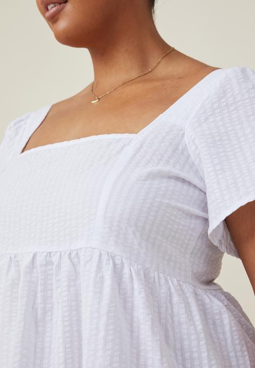 Cotton On - Curve harley full sleeve mini dress - white