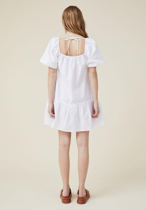 Cotton On - Harlow short sleeve mini dress - white