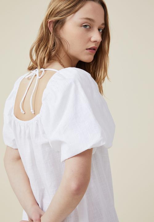 Cotton On - Harlow short sleeve mini dress - white