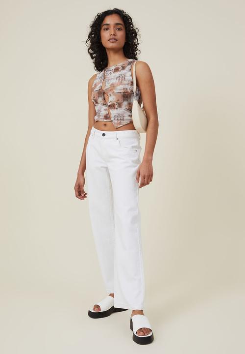 Cotton On - Lexi mesh cut out tank - digital print brown